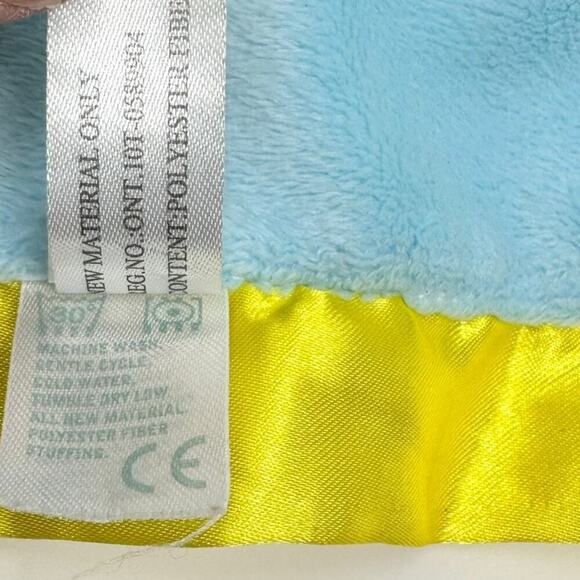Goodnight Moon Gray Bunny Rabbit Blue Yellow Lovey Security Blanket Satin Trim - Picture 12 of 12